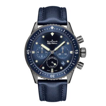 Blancpain Fifty Fathoms Bathyscaphe Flyback Chronograph Grey Ceramic / Blue / Blue Canvas