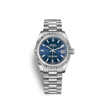 Rolex Datejust 31 White Gold Fluted / President / Blue
