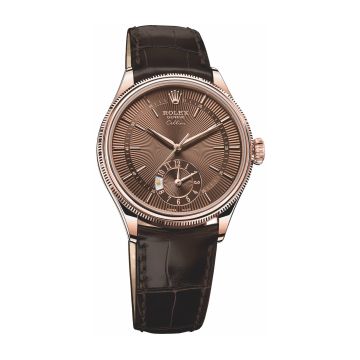 Rolex Cellini Dual Time Everose / Brown / Alligator Brown