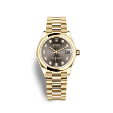 Rolex Datejust 31 Yellow Gold / Domed / Grey - Diamond / President