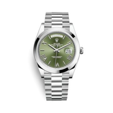 Rolex Day-Date 40 Platinum / Green - Roman