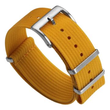 WatchGecko Ridge Military Nylon Watch Strap - Mustard Yellow - 20mm
