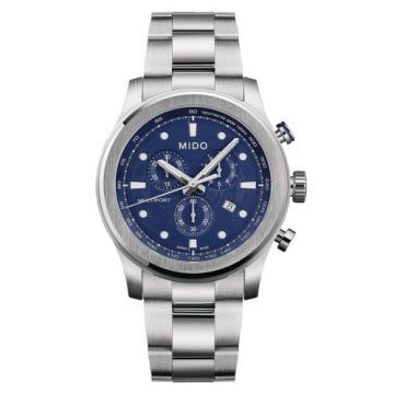 Mido Multifort Chronograph Quartz Stainless Steel / Blue / Bracelet