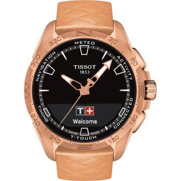 Tissot T-Touch Connect Solar Smartwatch Titanium PVD rose with beige leather strap