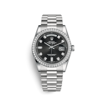 Rolex Day-Date 36 Platinum Diamonds / President / Black Diamonds