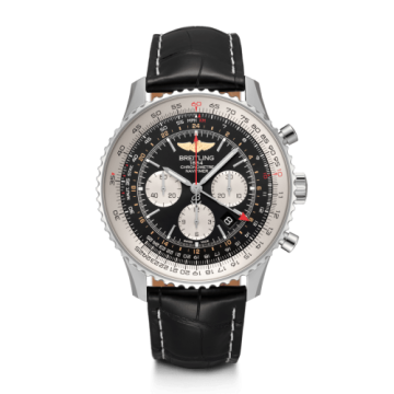Breitling Navitimer GMT Stainless Steel / Black / Croco / Pin