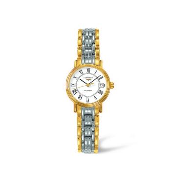 Longines Presence 25.5 Automatic PVD Gold / White - Roman / Bracelet