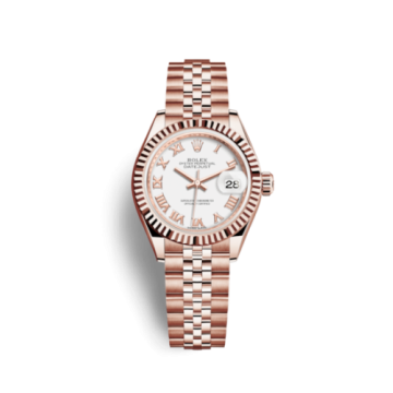 Rolex Lady-Datejust 28 Everose Fluted / Jubilee / White Roman