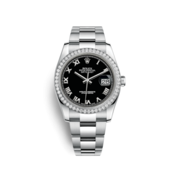 Rolex Datejust 36 Stainless Steel Diamond / Oyster / Black Roman