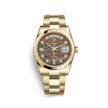 Rolex Day-Date 36 Yellow Gold Domed / Oyster / Black MOP Computer