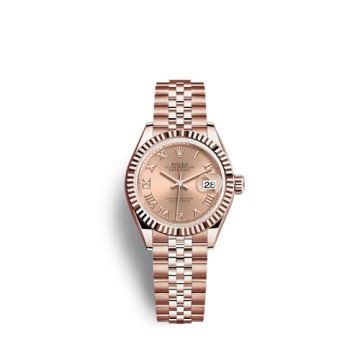 Rolex Lady-Datejust 28 Rose Gold / Fluted / Rose - Roman / Jubilee