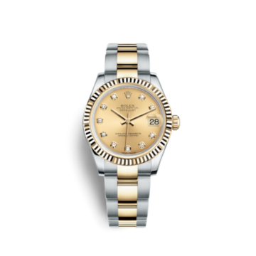 Rolex Datejust 31 Rolesor Yellow Fluted / Oyster / Champagne Diamond