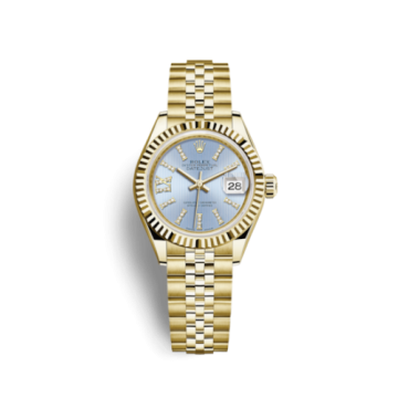 Rolex Lady-Datejust 28 Yellow Gold Fluted / Jubilee / Cornflower Diamond