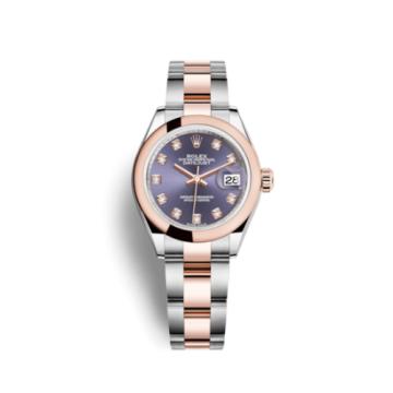 Rolex Lady-Datejust 28 Rolesor Rose Domed / Oyster / Aubergine Diamonds