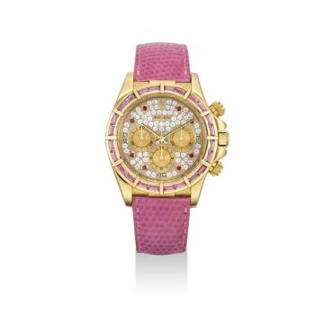 Rolex Daytona Zenith Yellow Gold Pink Sapphire Paved