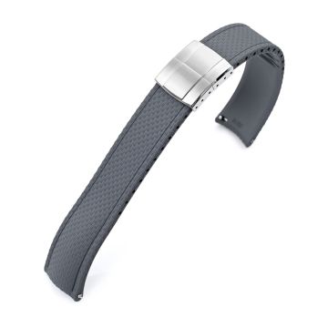 FKM41 Dark Grey Quick Release Butterfly Deployment FKM Rubber Watch Band, 20mm - 24mm
