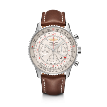 Breitling Navitimer GMT Stainless Steel / Silver / Calf / Pin