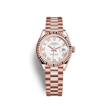 Rolex Lady-Datejust 28 Everose Fluted / President / White Roman