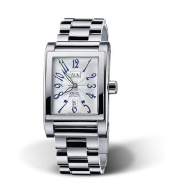 Oris Rectangular Day Date 30 Stainless Steel / Silver / Bracelet