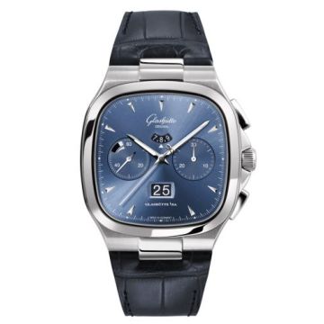 Glashütte Original Seventies Chronograph Panorama Date Blue / Alligator / Folding