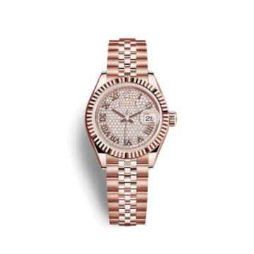Rolex Lady-Datejust 28 Everose Fluted / Jubilee/  Paved Roman
