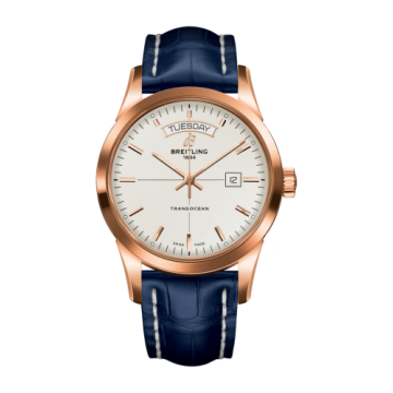 Breitling Transocean Day & Date Red Gold / Silver / Croco / Pin