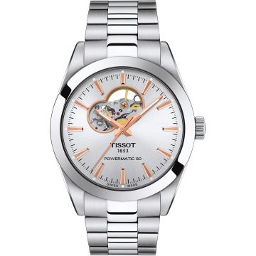 Tissot Gentleman Powermatic Open Heart Stainless Steel / Silver / Bracelet
