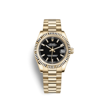 Rolex Datejust 31 Yellow Gold Fluted / President / Black