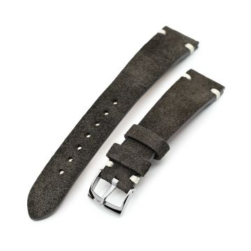 Dark Brown Italian Suede Leather Watch Strap | Twin-Stitch Quick Release | 20mm - 16mm