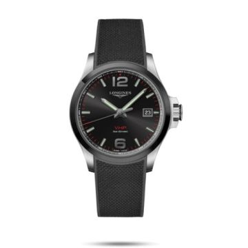 Longines Conquest V.H.P. 43 Stainless Steel / Ceramic / Black / Rubber