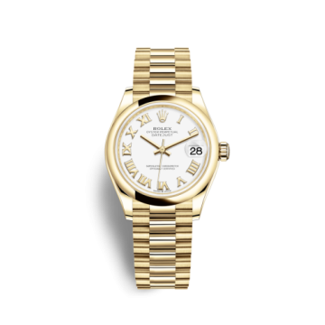 Rolex Datejust 31 Yellow Gold / Domed / White - Roman / President