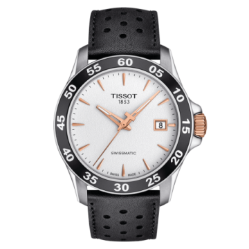 Tissot V8 Swissmatic 42.5 Stainless Steel / Rose Gold PVD / Silver / Strap