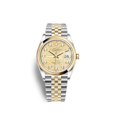 Rolex Datejust 36 Stainless Steel  - Yellow Gold - Domed / Champagne - Palm - Diamond / Jubilee