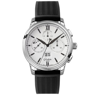 Glashütte Original Senator Chronograph Panorama Date Stainless Steel / Silver / Rubber / Folding