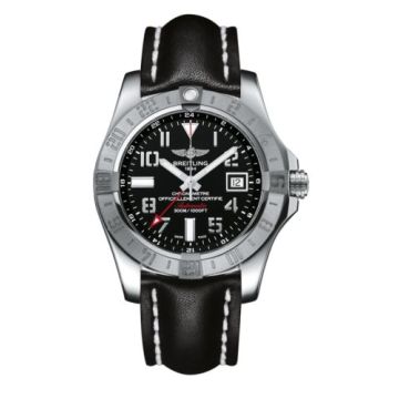 Breitling Avenger II GMT Stainless Steel / Volcano Black / Calf