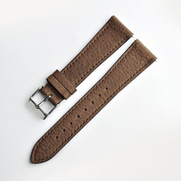 Vintage Natural Grain German Leather Dark Choco Brown Watch Strap with Quick Release - 18mm