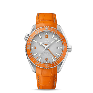 Omega Seamaster Planet Ocean 600M Co-Axial 43.5 GMT Platinum / Orange / Alligator