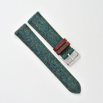 Harris Tweed® Peacock Green Leather Keeper Watch Strap - 18mm