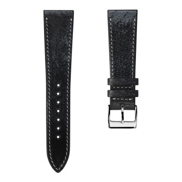 Radstock Vintage Genuine Leather Watch Strap - Vintage Black - 17mm