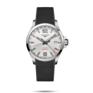 Longines Conquest V.H.P. GMT 43 Stainless Steel / Silver / Rubber
