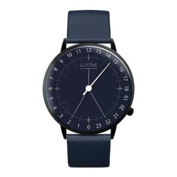 Gustave & Cie 24H Antoine Noir & Bleu Cuir Bleu Océan 40mm