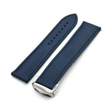 Navy Blue FKM37 Rubber Q.R. Deployant Watch Band, 20mm or 22mm - 22mm