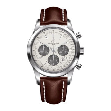 Breitling Transocean Chronograph Stainless Steel / Panda / Calf / Pin