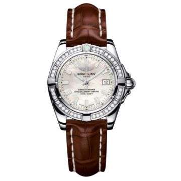 Breitling Galactic 32 Stainless Steel / Diamond / Pearl / Croco
