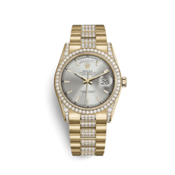 Rolex Day-Date 36 Yellow Gold Diamonds / President Diamonds / Silver