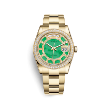 Rolex Day-Date 36 Yellow Gold Diamonds / Oyster / Green Jade Carousel