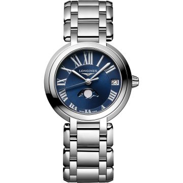 Longines PrimaLuna 30.5 Quartz Moonphase Stainless Steel / Blue - Roman / Bracelet