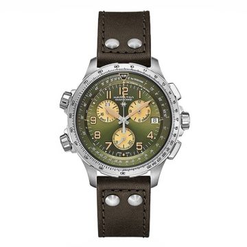 Hamilton Khaki Aviation X-Wind GMT Chrono Quartz Stainless Steel / Green
