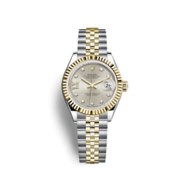 Rolex Lady-Datejust 28 Rolesor Yellow Fluted / Jubilee / Silver Diamond