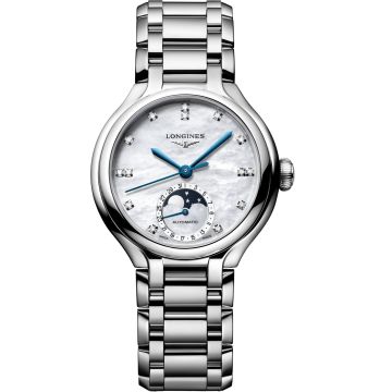 Longines PrimaLuna 34 Automatic Moonphase Stainless Steel / MOP / Bracelet